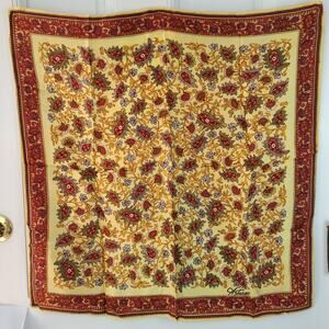 Vintage Arturo yellow paisley border print scarf 27 x 27